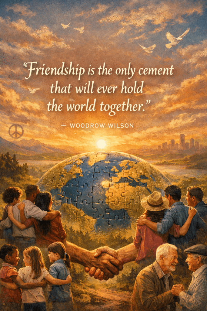 Friendship is the only cement that will ever hold the world together." — Woodrow Wilson